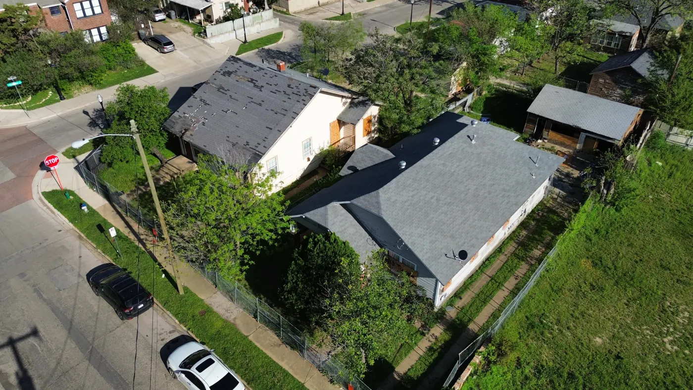 Aerial view of a residential property after site clearing in Granbury, TX