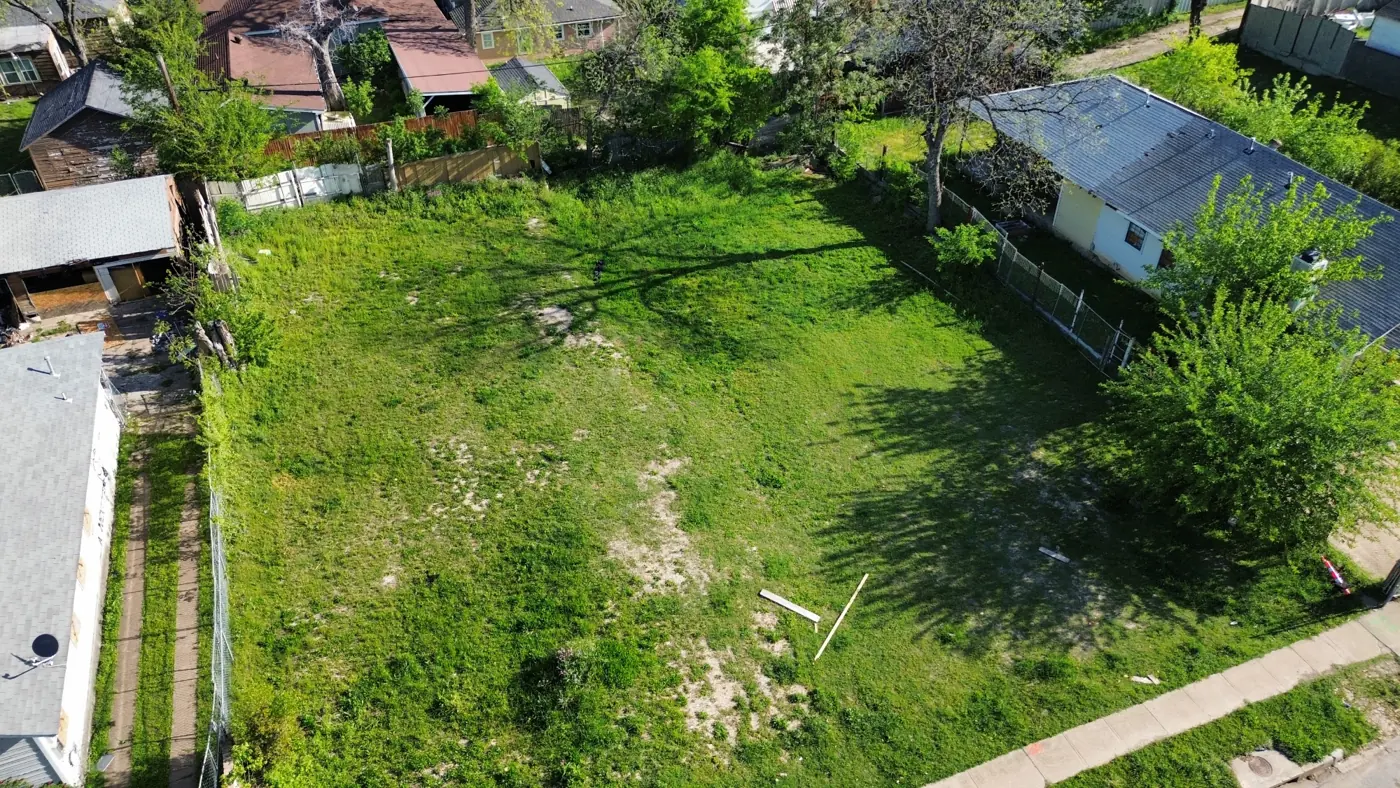 Drone view of a cleared residential lot in Granbury, TX